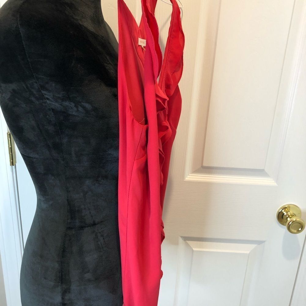 Skies are Blue red/orange ruffle front tank top - Picture 5 of 7
